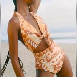 NWT Mara Hoffman Maddy One-Piece Swimsuit High waisted Cut Outs Adjustable